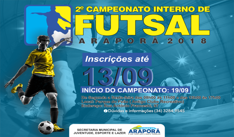 Imagem destaque notícia INSCRIÇÕES PARA O 2° CAMPEONATO INTERNO DE FUTSAL VERSÃO 2018