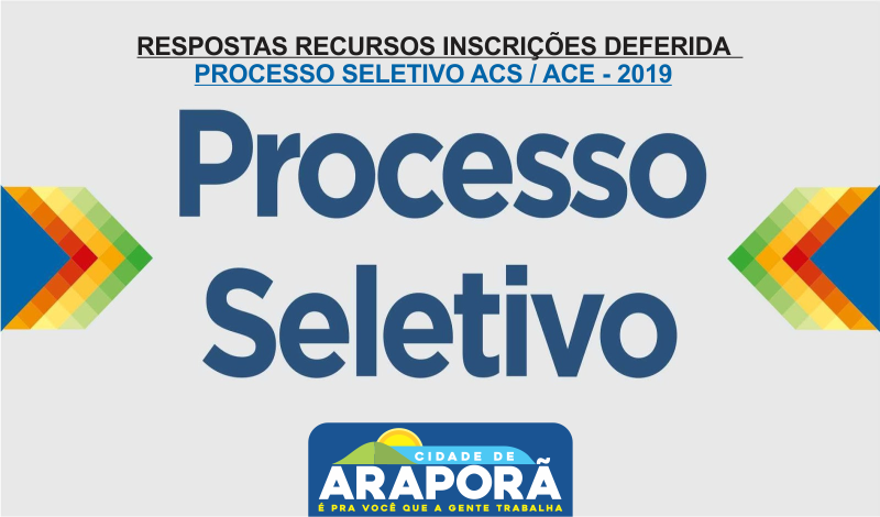 Imagem destaque notícia  RESPOSTAS RECURSOS INSCRIÇÕES DEFERIDA -  PROCESSO SELETIVO ACS / ACE - 2019