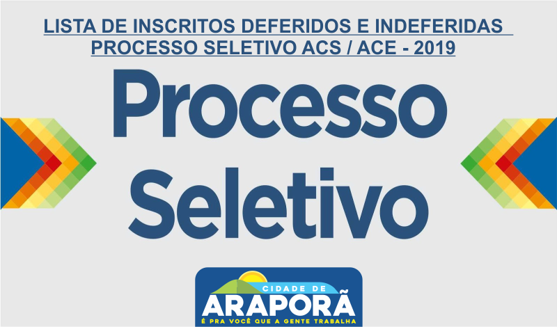 Imagem destaque notícia LISTA DE INSCRITOS DEFERIDOS E INDEFERIDAS 2 - PROCESSO SELETIVO ACS / ACE - 2019