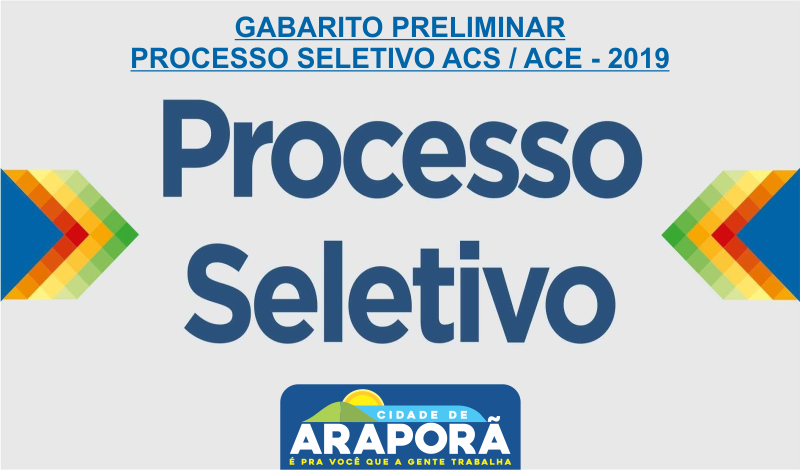 Imagem destaque notícia GABARITO PRELIMINAR - PROCESSO SELETIVO ACS / ACE - 2019