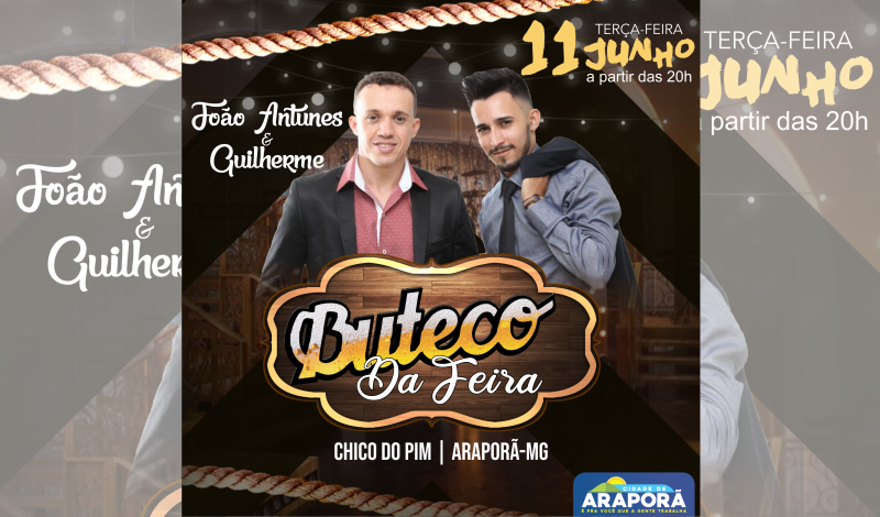 Imagem destaque notícia JOÃO ANTUNES E GUILHERME SE APRESENTAM NA FEIRA LIVRE DE ARAPORÃ