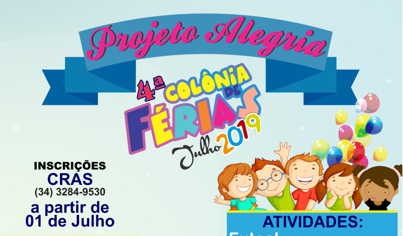 Imagem destaque notícia ESTÃO ABERTAS AS INSCRIÇÕES PARA A COLÔNIA DE FÉRIAS DO PROJETO ALEGRIA