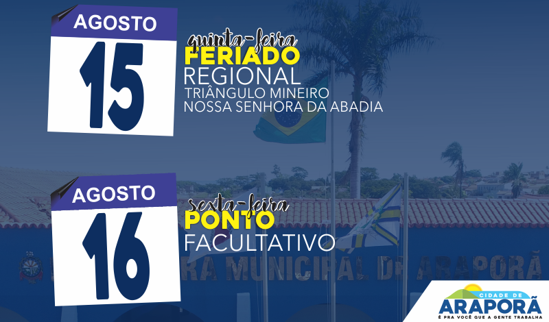 Imagem destaque notícia FERIADO E PONTO FACULTATIVO NA ADMINISTRAÇÃO MUNICIPAL