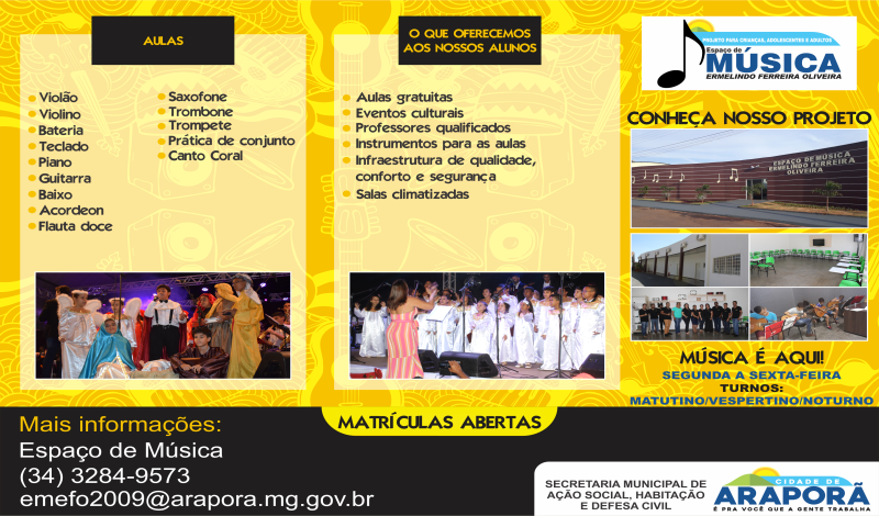 Imagem destaque notícia INSCRIÇÕES ABERTAS PARA AULAS DE INSTRUMENTOS E CORAL NO ESPAÇO DE MÚSICA