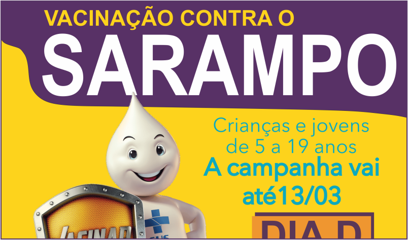 Imagem destaque notícia SÁBADO É DIA DE VACINAR CONTRA O SARAMPO