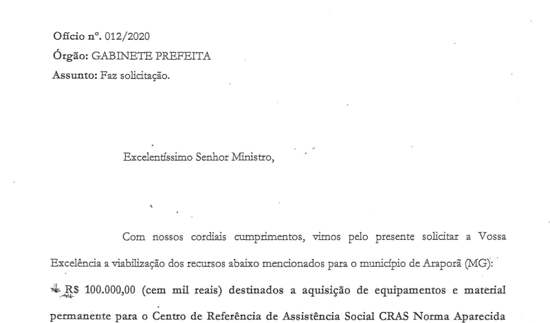 Imagem destaque notícia ARAPORÃ PROTOCOLA E RECEBE VERBAS PARA A SECRETARIA DE AÇÃO SOCIAL