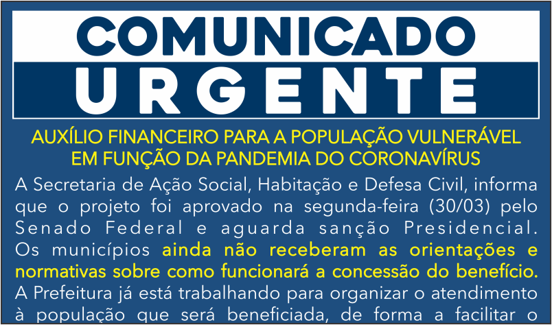 Imagem destaque notícia COMUNICADO RENDA BÁSICA DE CIDADANIA EMERGENCIAL