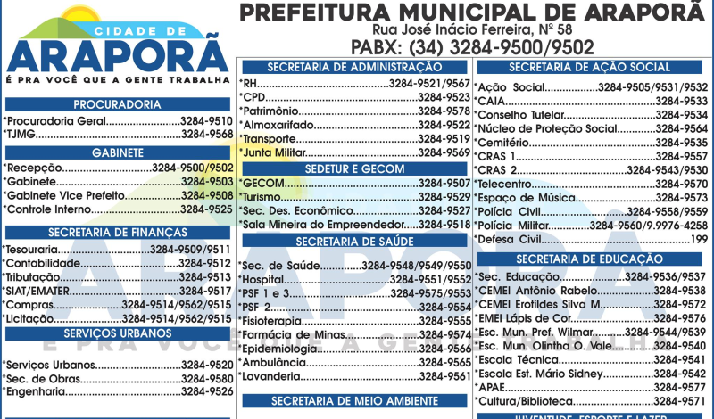 Imagem destaque notícia CONFIRA OS NÚMEROS DE TELEFONE DA ADMINISTRAÇÃO MUNICIPAL