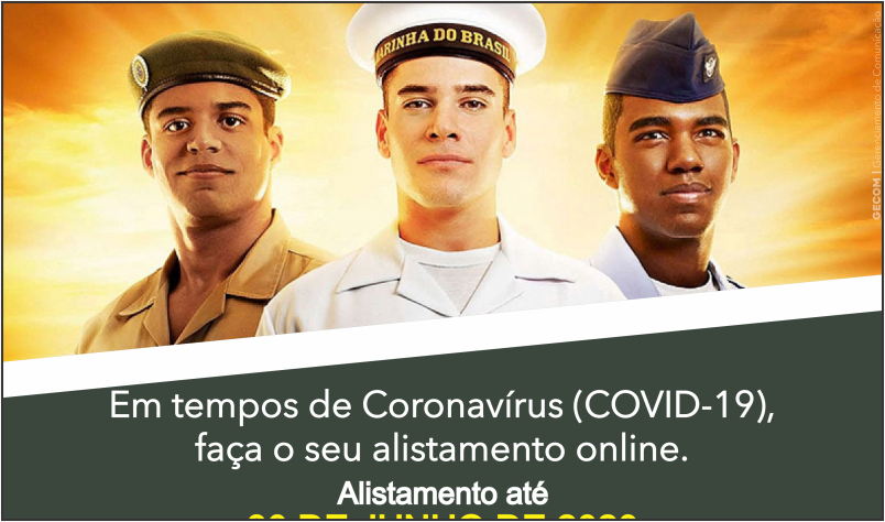 Imagem destaque notícia ALISTAMENTO MILITAR 2020 DEVE SER FEITO ATÉ 30 DE JUNHO