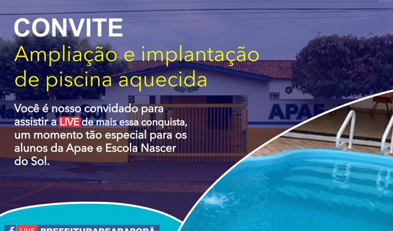 Imagem destaque notícia PISCINA DA APAE SER&Aacute; ENTREGUE NESSA SEXTA-FEIRA