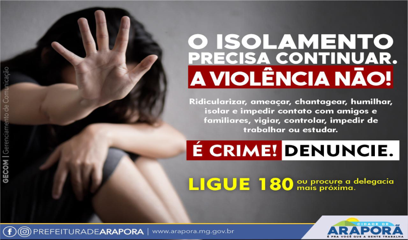 Imagem destaque notícia O ISOLAMENTO PRECISA CONTINUAR. A VIOLÊNCIA NÃO !