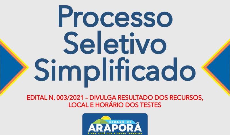 Imagem destaque notícia EDITAL N. 003/2021 – DIVULGA RESULTADO DOS RECURSOS, LOCAL E HORÁRIO DOS TESTES