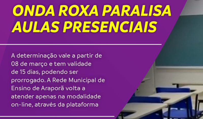 Imagem destaque notícia ONDA ROXA PARALISA AULAS PRESENCIAIS