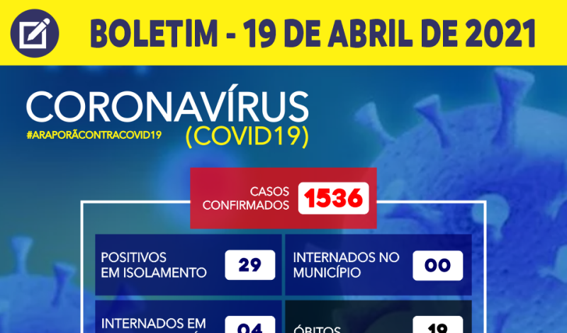 Imagem destaque notícia BOLETIM CORONAV&Iacute;RUS - 19/04/2021