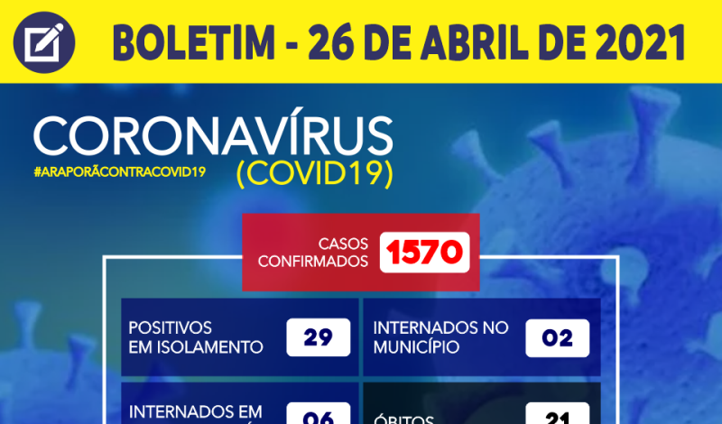 Imagem destaque notícia BOLETIM CORONAV&Iacute;RUS - 26/04/2021