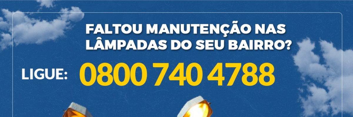 Imagem destaque notícia SOLICITAÇÕES PARA ILUMINAÇÃO PÚBLICA DEVEM SER FEITAS PELO 0800-740-4788