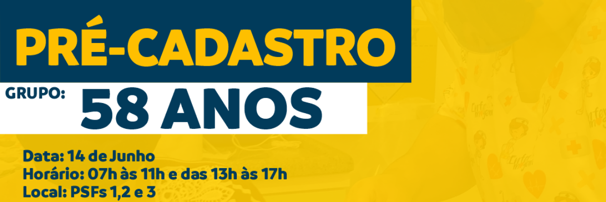 Imagem destaque notícia SA&Uacute;DE REALIZA PR&Eacute;-CADASTRO PARA VACINAR PESSOAS COM 58 ANOS CONTRA A COVID-19