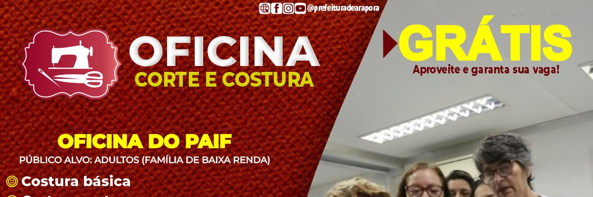 Imagem destaque notícia INSCRIÇÕES ABERTAS PARA A OFICINA DE CORTE E COSTURA