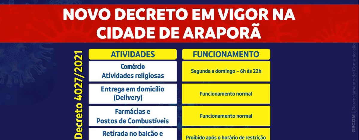 Imagem destaque notícia NOVO DECRETO EM VIGOR