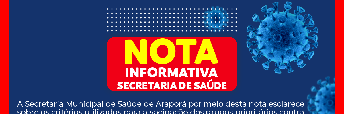 Imagem destaque notícia NOTA INFORMATIVA SECRETARIA DE SA&Uacute;DE 