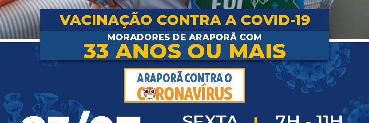 Imagem destaque notícia CHEIA DE MANIAS, A VACINA CHEGOU PRA IMUNIZAR CIDAD&Atilde;OS COM 33 ANOS