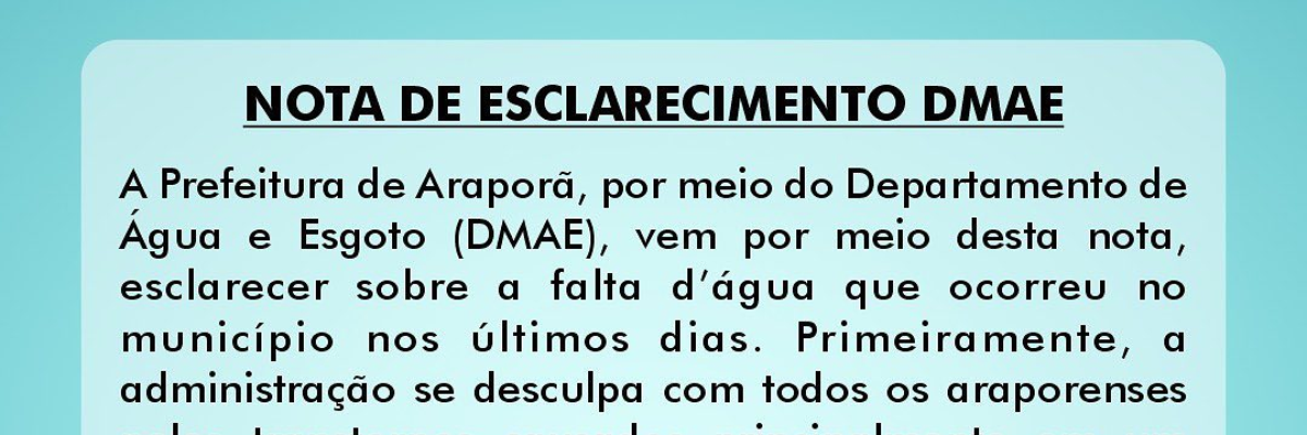 Imagem destaque notícia NOTA DE ESCLARECIMENTO DMAE - 20/09/2021