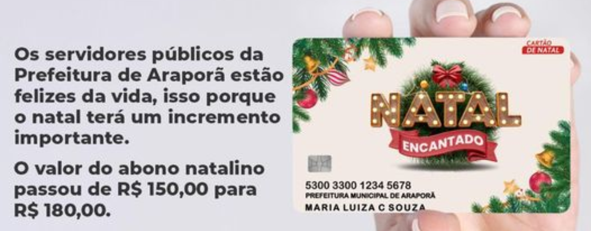 Imagem destaque notícia SERVIDORES P&Uacute;BLICOS TER&Atilde;O CART&Atilde;O NATALINO COM NOVO VALOR