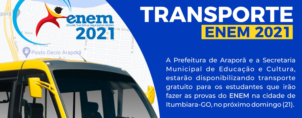 Imagem destaque notícia ALUNOS TER&Atilde;O TRANSPORTE PARA LOCAL DE PROVAS DO ENEM