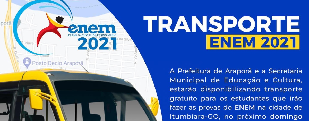 Imagem destaque notícia PREFEITURA DISPONIBILIZA TRANSPORTE PARA ALUNOS NO SEGUNDO DIA DE ENEM