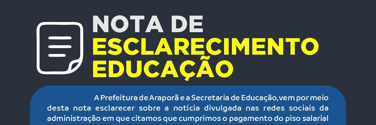 Imagem destaque notícia NOTA DE ESCLARECIMENTO EDUCAÇÃO