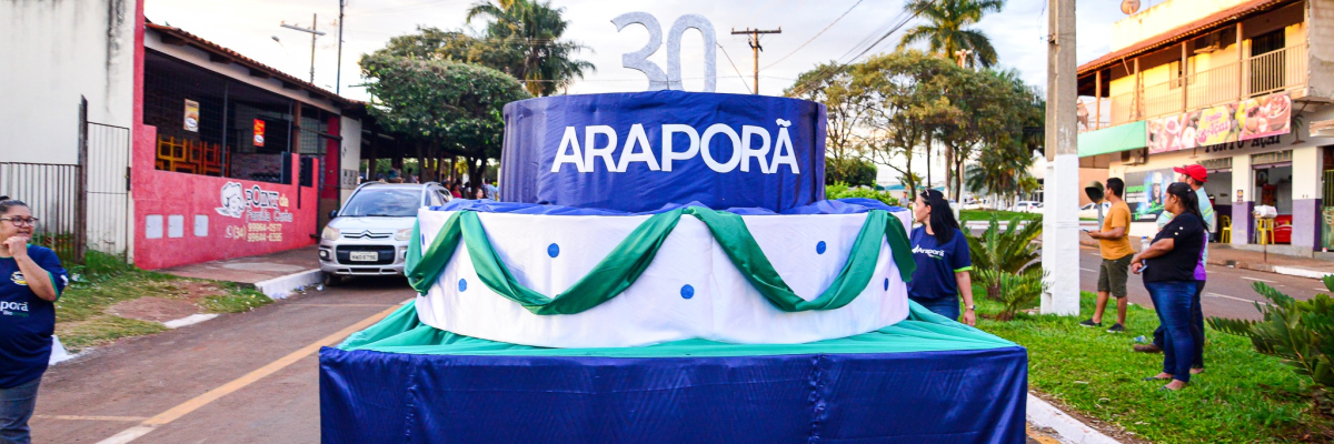 Imagem destaque notícia DESFILE CÍVICO RETRATA AS EMPRESAS PARCEIRAS DOS 30 ANOS DE DESENVOLVIMENTO DE ARAPORÃ
