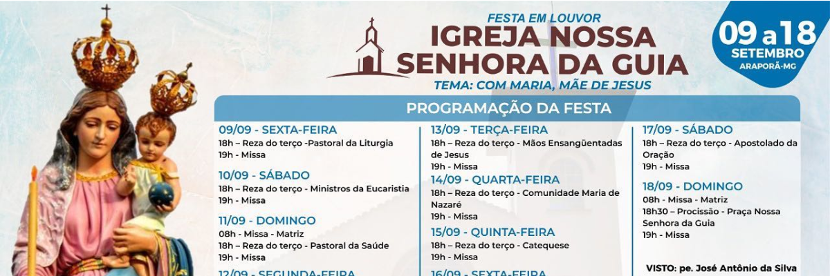 Imagem destaque notícia FESTA EM LOUVOR A NOSSA SENHORA DA GUIA COMEÇA AMANHÃ (09)