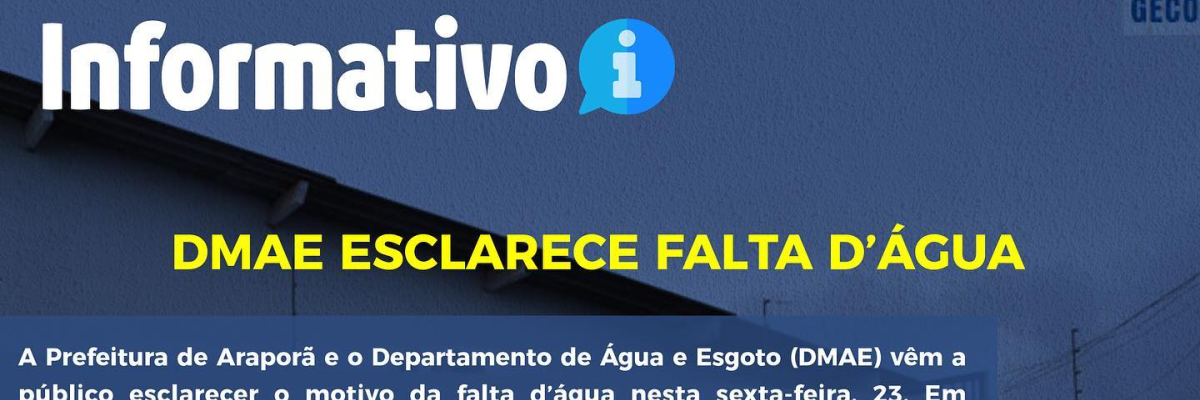Imagem destaque notícia DMAE ESCLARECE FALTA D’ÁGUA - 23/09/2022