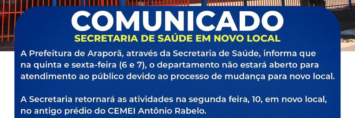 Imagem destaque notícia SECRETARIA DE SA&Uacute;DE EM NOVO LOCAL
