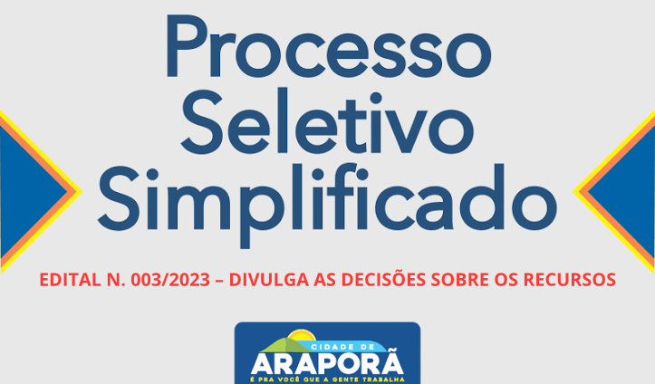 Imagem destaque notícia    EDITAL N. 003/2023 – DIVULGA AS DECISÕES SOBRE OS RECURSOS