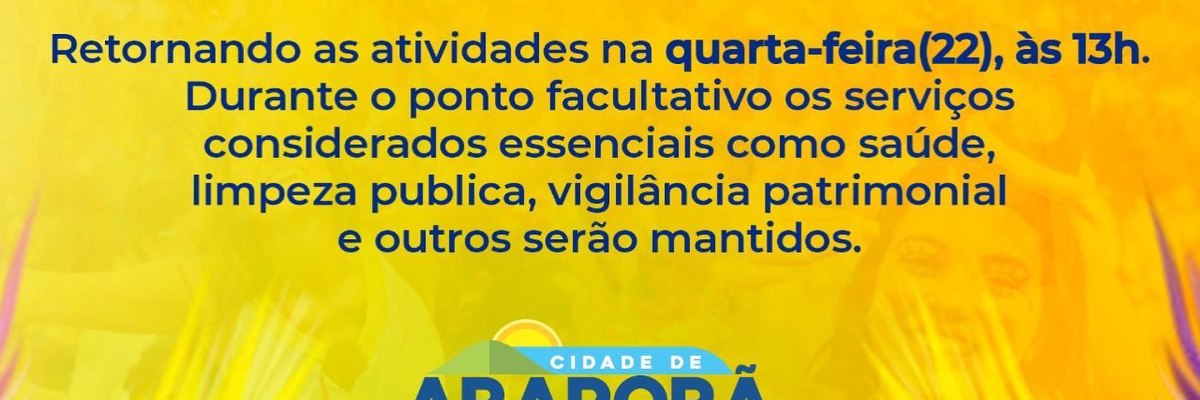 Imagem destaque notícia ATENÇÃO PARA O ATENDIMENTO NO SETOR PÚBLICO NA SEMANA DE CARNAVAL