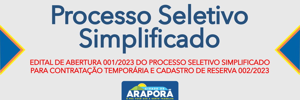 Imagem destaque notícia EDITAL DE ABERTURA 001/2023 DO PROCESSO  SELETIVO SIMPLICADO PARA CONTRATAÇÃO  TEMPORÁRIA E CADASTRO DE RESERVA 002/2023