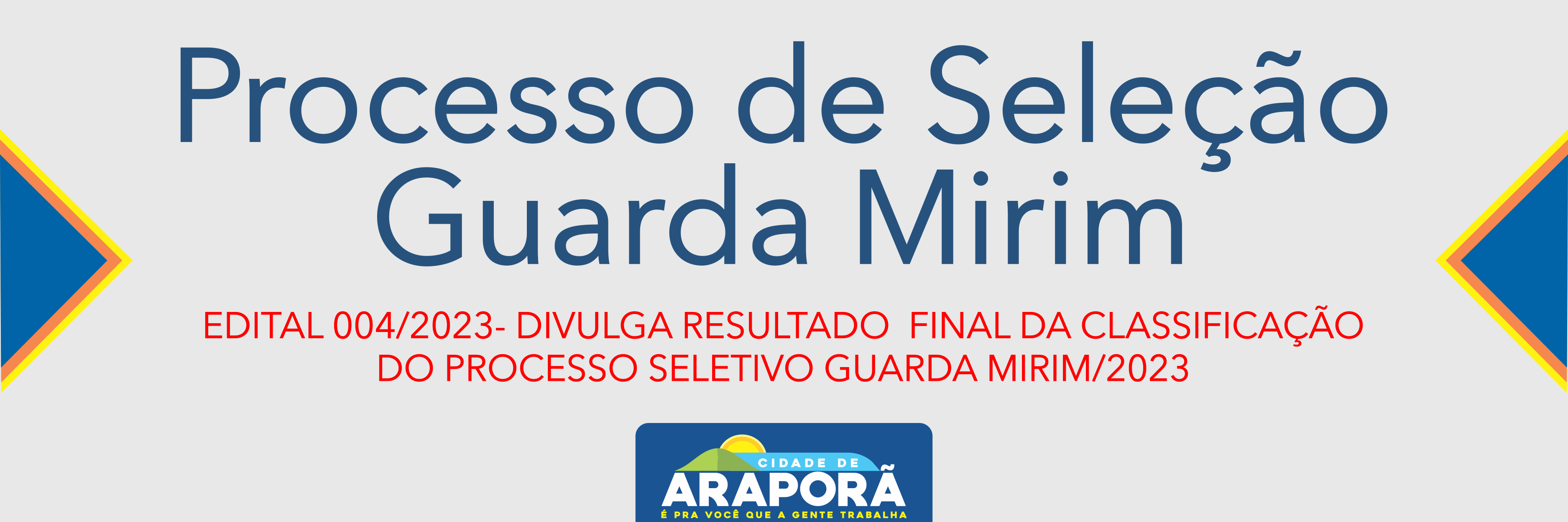 Imagem destaque notícia EDITAL 004/2023- DIVULGA RESULTADO  FINAL DA CLASSIFICAÇÃO DO PROCESSO SELETIVO GUARDA MIRIM/2023
