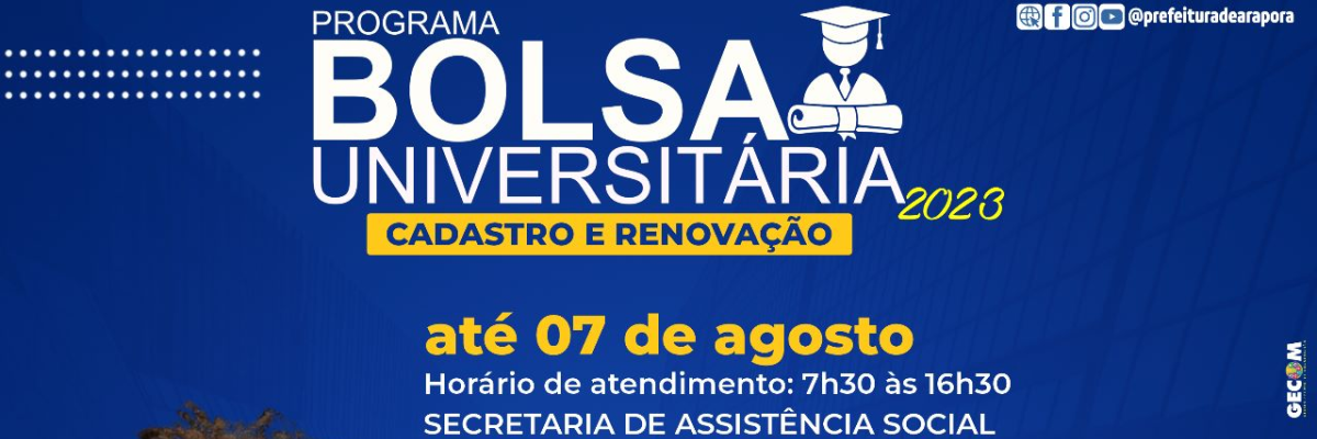 Imagem destaque notícia CADASTRO E RENOVAÇÃO DA BOLSA UNIVERSITÁRIA