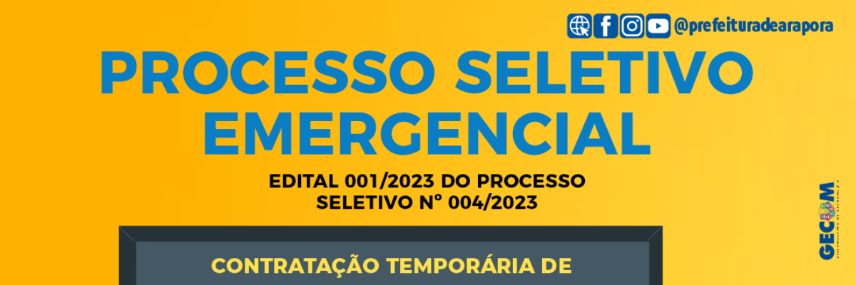 Imagem destaque notícia EDITAL 001/2023 DO PROCESSO SELETIVO EMERGENCIAL  SIMPLIFICADO N. 004/2023