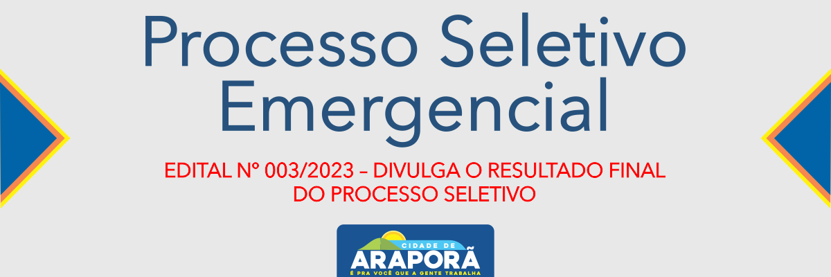 Imagem destaque notícia EDITAL Nº 003/2023 – DIVULGA O RESULTADO FINAL DO PROCESSO SELETIVO - 27/10/2023