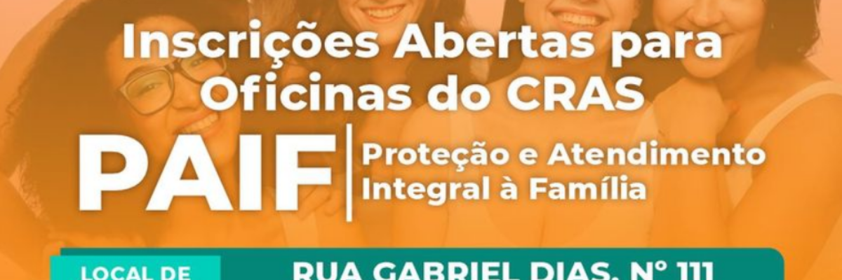Imagem destaque notícia OFICINAS DO CRAS: INSCRIÇÕES ABERTAS! 