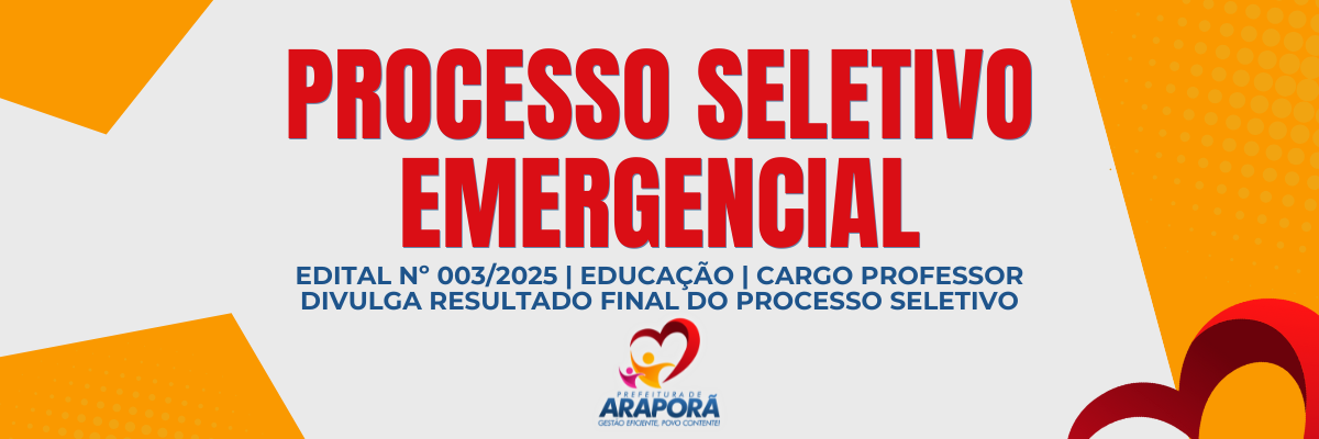Imagem destaque notícia EDITAL Nº 003/2025 | EDUCAÇÃO | CARGO PROFESSOR - DIVULGA RESULTADO FINAL DO PROCESSO SELETIVO