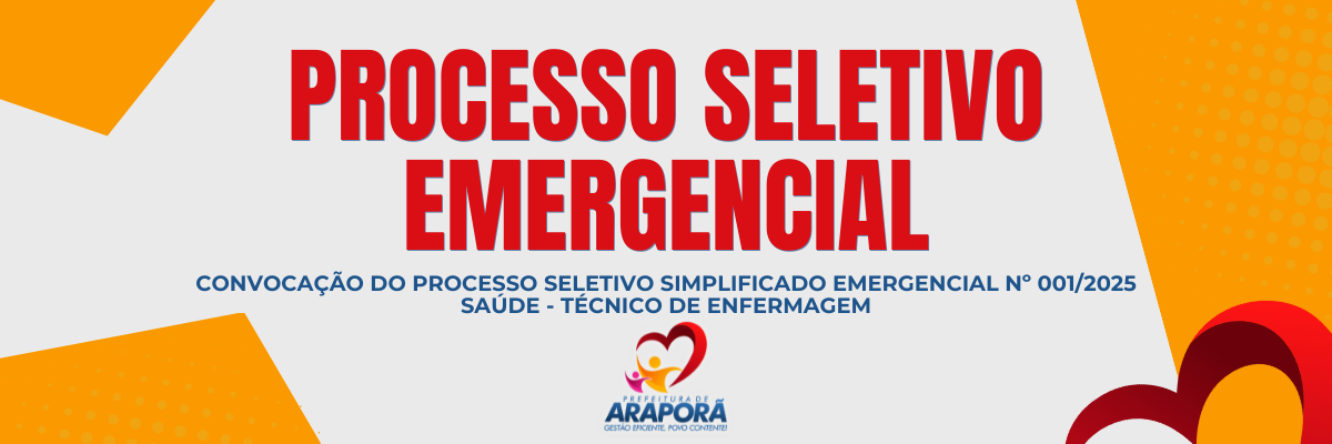 Imagem destaque notícia CONVOCAÇÃO DO PROCESSO SELETIVO SIMPLIFICADO EMERGENCIAL Nº 001/2025 | SAÚDE - TÉCNICO DE ENFERMAGEM