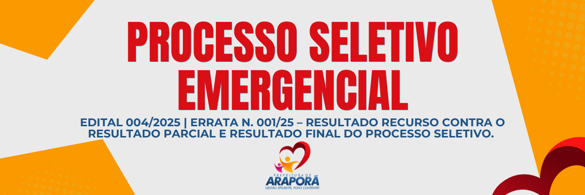 Imagem destaque notícia EDITAL 004/2025 | ERRATA N. 001/25 – RESULTADO RECURSO CONTRA O RESULTADO PARCIAL E RESULTADO FINAL DO PROCESSO SELETIVO.