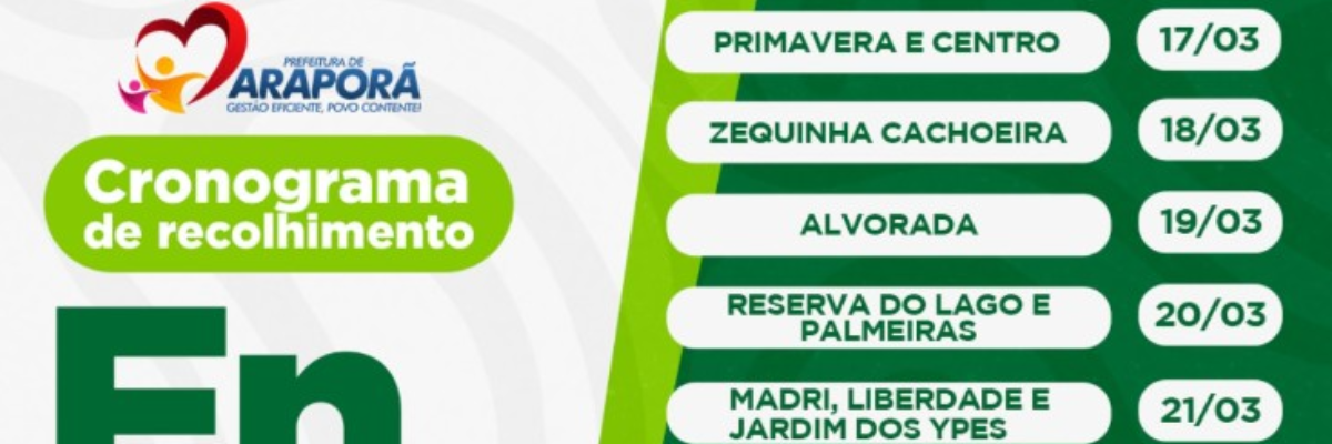 Imagem destaque notícia Cronograma de recolhimento de entulho para o 2º trimestre de 2025. Confira!
