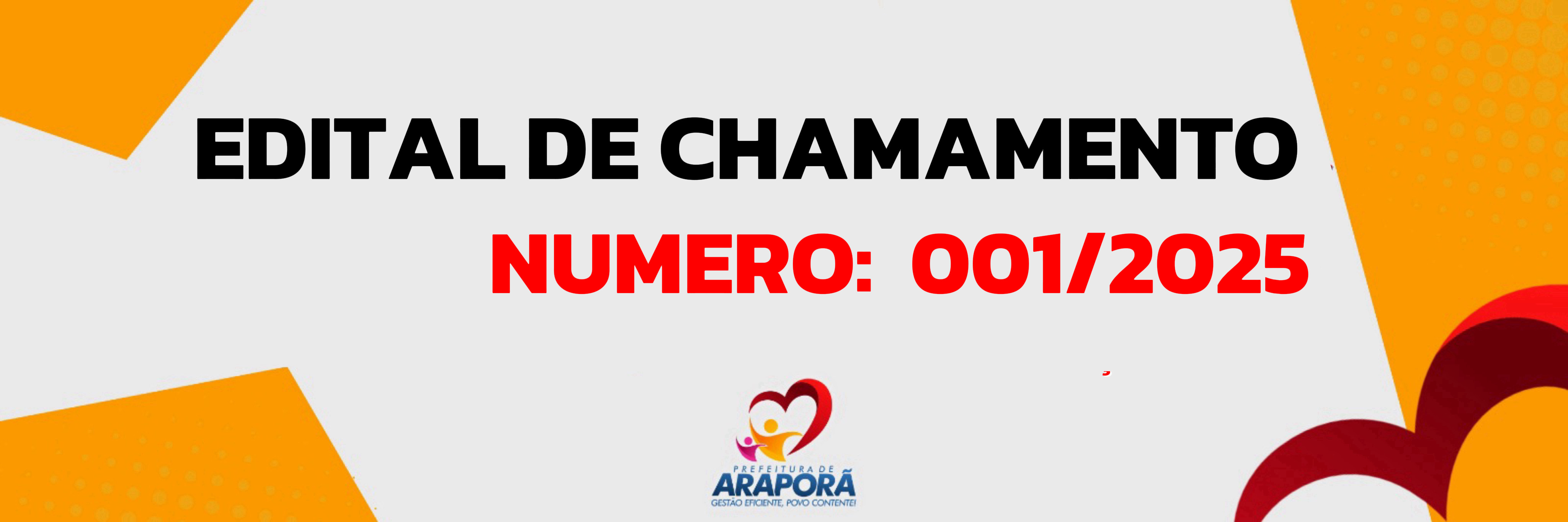 Imagem destaque notícia EDITAL DE CHAMAMENTO PÚBLICO Nº 001/2025