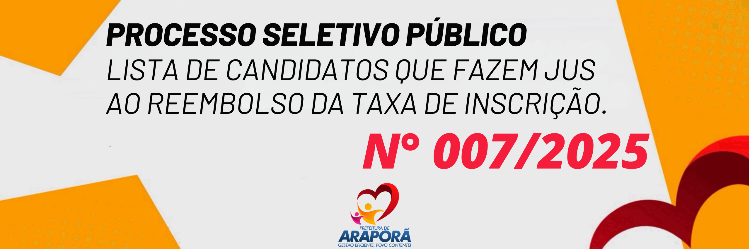 Imagem destaque notícia LISTA DE CANDIDATOS QUE FAZEM JUS AO REEMBOLSO DA TAXA DE INSCRI&Ccedil;&Atilde;O