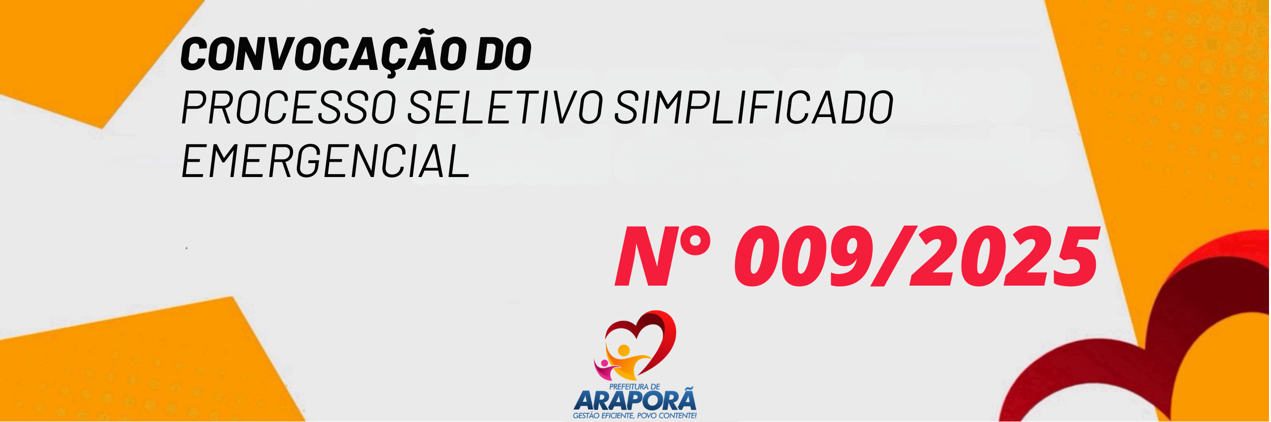 Imagem destaque notícia CONVOCA&Ccedil;&Atilde;O DO PROCESSO SELETIVO SIMPLIFICADO EMERGENCIAL N&ordm; 009/2025