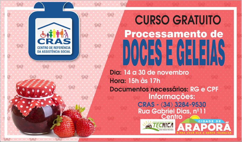 Imagem destaque notícia CRAS oferece curso gratuito de doces e geleias